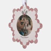 Carte Décorative Preppy Christmas Ornament with Photo and Monogram (Gauche)