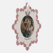 Carte Décorative Preppy Christmas Ornament with Photo and Monogram (Droite)