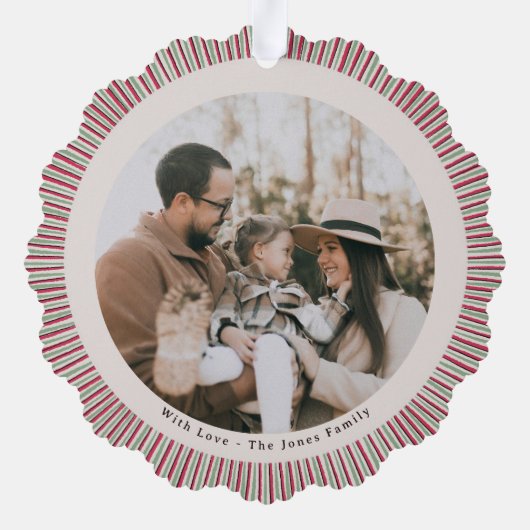 Carte Décorative Preppy Holiday Paper Ornament with Photo (Verso)
