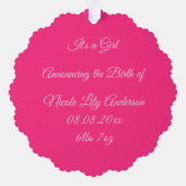 Carte Décorative Prêt à balancer bébé fille Pea rose Personnalisé (Verso)