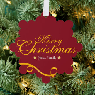 Carte Décorative Red and Gold Hanging Paper Tag With Photo