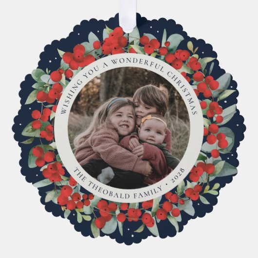 Carte Décorative Red Berries + Eucalyptus Christmas Wreath Photo (Recto)