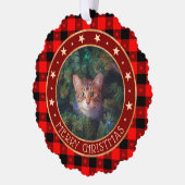 Carte Décorative Red Buffalo Plaid & Stars Joyeux Noël Custom (Gauche)