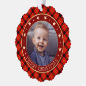 Carte Décorative Red Buffalo Plaid & Stars Joyeux Noël Custom (Gauche)