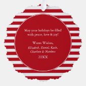 Carte Décorative Red Stripes Joyeux Noël Photo (Verso)