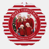 Carte Décorative Red Stripes Joyeux Noël Photo (Recto)