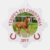 Carte Décorative Red White Horseshoes Foal's 1er Christmas (Recto)