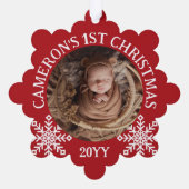 Carte Décorative Red White Snowflakes 1er Noël du bébé (Verso)