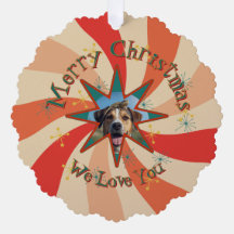 Retro Merry Christmas We Love You Pet Family Photo