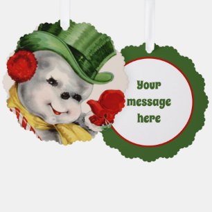 Carte Décorative rétro vintage Noël Snowman ajouter le message