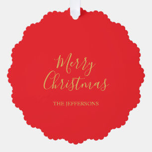 Carte Décorative Rouge brillant et couleurs dorées Joyeux Noël rect