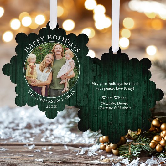 Carte Décorative Rustic Happy Holidays Green Wood Print