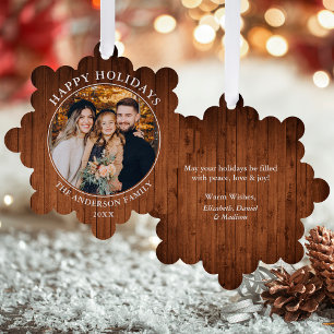 Carte Décorative Rustic Happy Holidays Photo