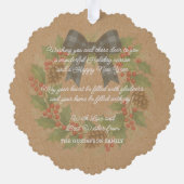 Carte Décorative Rustique Holly Wreath Bleu Noir À damiers Bow (Verso)