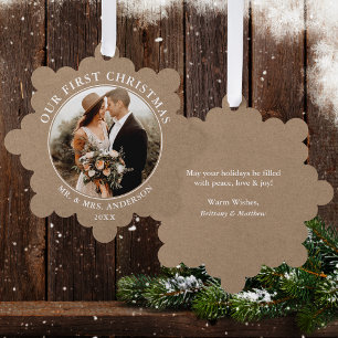 Carte Décorative Rustique Kraft Notre première photo de couple de N