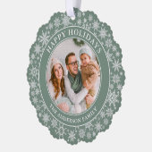 Carte Décorative Sage moderne Green Snowflakes Happy Holidays Photo (Gauche)