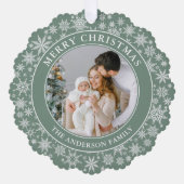 Carte Décorative Sage moderne Green Snowflakes Joyeux Noël Photo (Recto)