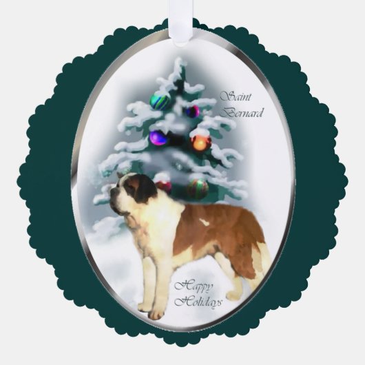 Carte Décorative Saint Bernard Cadeaux de Noël (Recto)