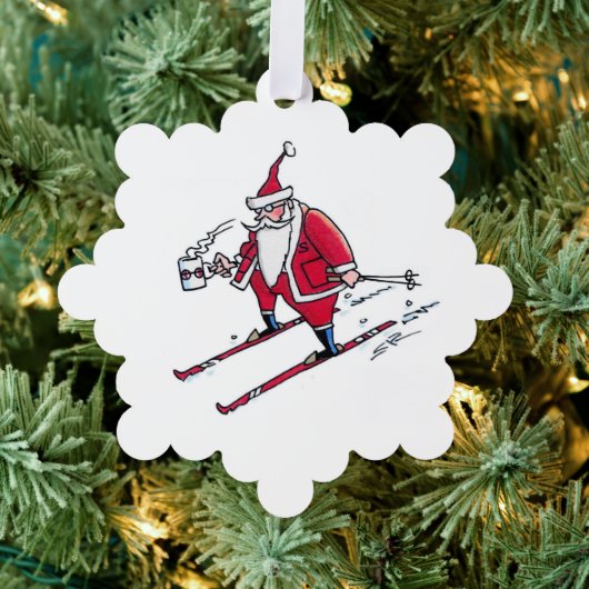 Carte Décorative Santa Skiing snowflake paper ornament (Insitu (Arbre))