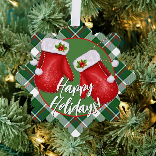 Carte Décorative Santas Personnalisé Mittens Sur Motif Rouge Vert P (Insitu (Arbre))