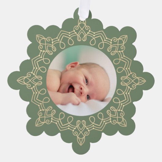 Carte Décorative sauge vert noël nouveau bébé (Recto)