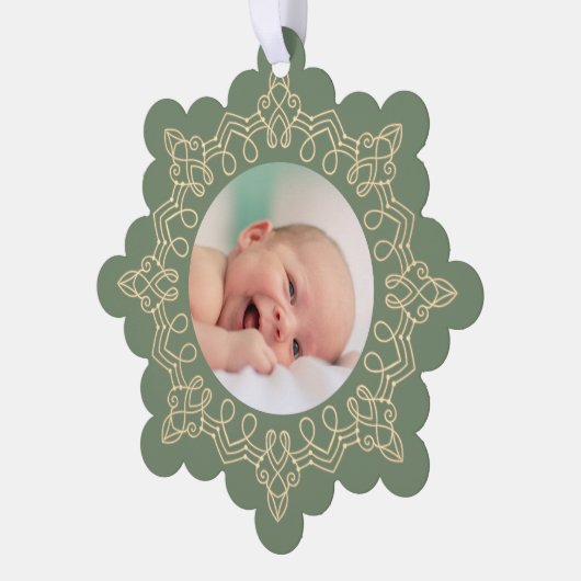 Carte Décorative sauge vert noël nouveau bébé (Gauche)