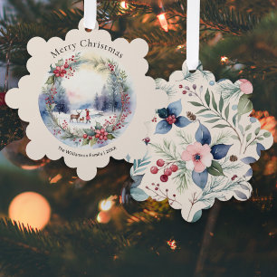 Carte Décorative Scène de Noël hivernale élégante à l'aquarelle sou