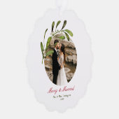 Carte Décorative Script & Mistletoe Joyeux & Photo Marié (Droite)