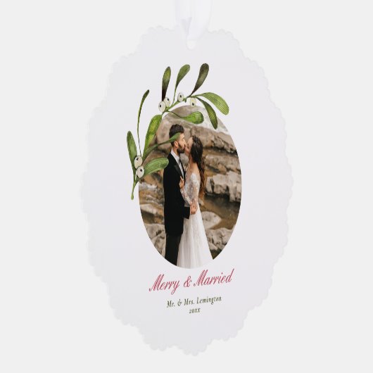 Carte Décorative Script & Mistletoe Joyeux & Photo Marié (Droite)