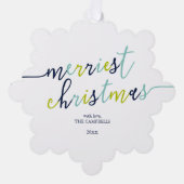 Carte Décorative Script moderne "Joyeux Noël" Photo de vacances (Recto)