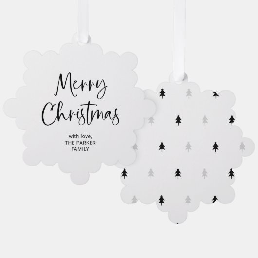Carte Décorative Script moderne | Noir et blanc Joyeux Noël (Recto/Verso)
