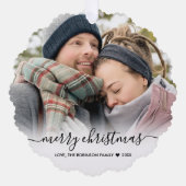 Carte Décorative Script noir moderne 2 Couple Photo Noël (Recto)