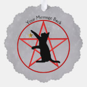 Carte Décorative Silhouette assise noir Chat rouge Pentagramme gris (Verso)