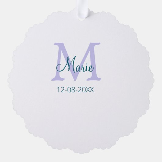 Carte Décorative simple minimum ajouter nom monogramme violet vert  (Verso)