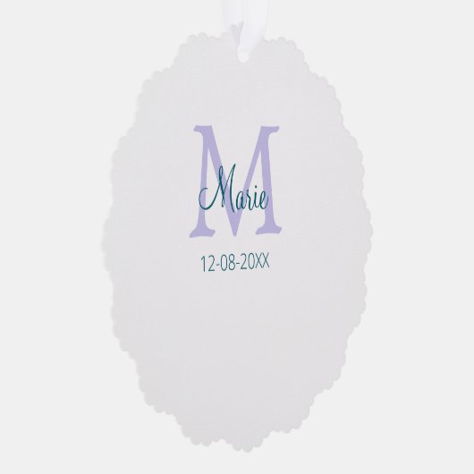 Carte Décorative simple minimum ajouter nom monogramme violet vert (Droite)