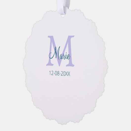 Carte Décorative simple minimum ajouter nom monogramme violet vert  (Gauche)