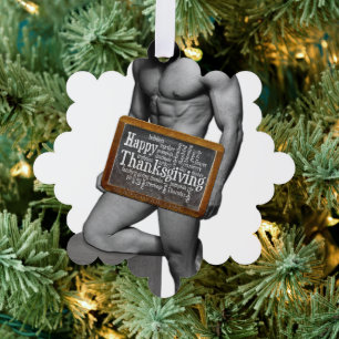 Carte Décorative SlipperyJoe's Thanksgiving man hot six pack abs un