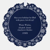 Carte Décorative Snowflakes Blue Joyeux Noël Photo (Verso)