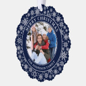 Carte Décorative Snowflakes Blue Joyeux Noël Photo (Gauche)