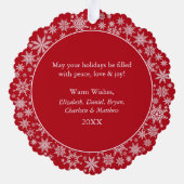 Carte Décorative Snowflakes Red Joyeux Noël Photo (Verso)