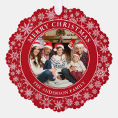 Carte Décorative Snowflakes Red Joyeux Noël Photo (Recto)