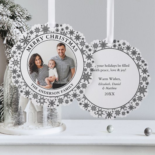 Carte Décorative Snowflakes tendance Noir et blanc Joyeux Noël