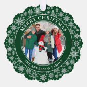 Carte Décorative Snowflakes vert Joyeux Noël Photo (Recto)