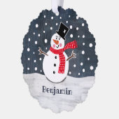Carte Décorative Snowman de Noël personnalisé (Gauche)