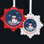 Carte Décorative Snowman ROUGE peint à la main Personnaliser<br><div class="desc">Snowman peint à la main PERSONNALISER</div>