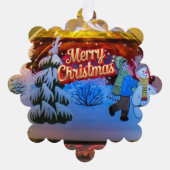 Carte Décorative Snowman traditionnel Keepsaké de Noël (Recto)