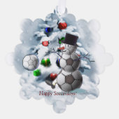 Carte Décorative Soccer Ball Snowman Noël (Recto)