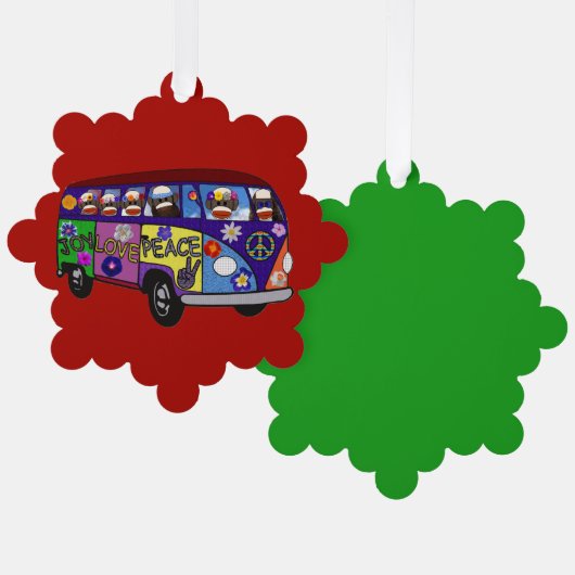 Carte Décorative Sock Monkey Peace Bus Paper Ornament Card (Recto/Verso)