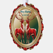 Carte Décorative Soirée de Noël Elegant Red Deer Moose Gold Snow (Gauche)