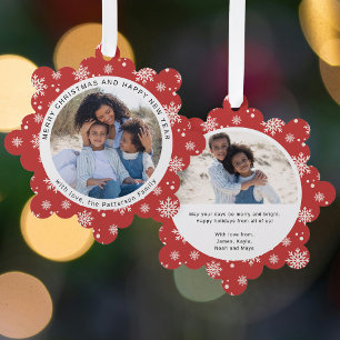 Carte Décorative Souvenir de photo de famille de Noël en flocon de